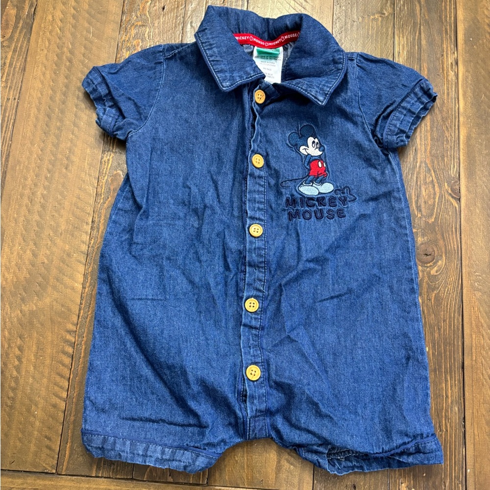 Disney Blue Mickey Mouse Kids Romper Size 12 Months